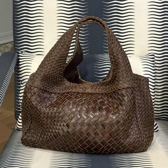 Claramonte Pablo Leather Woven Bag, dark brown, like new - Picture 5 of 8